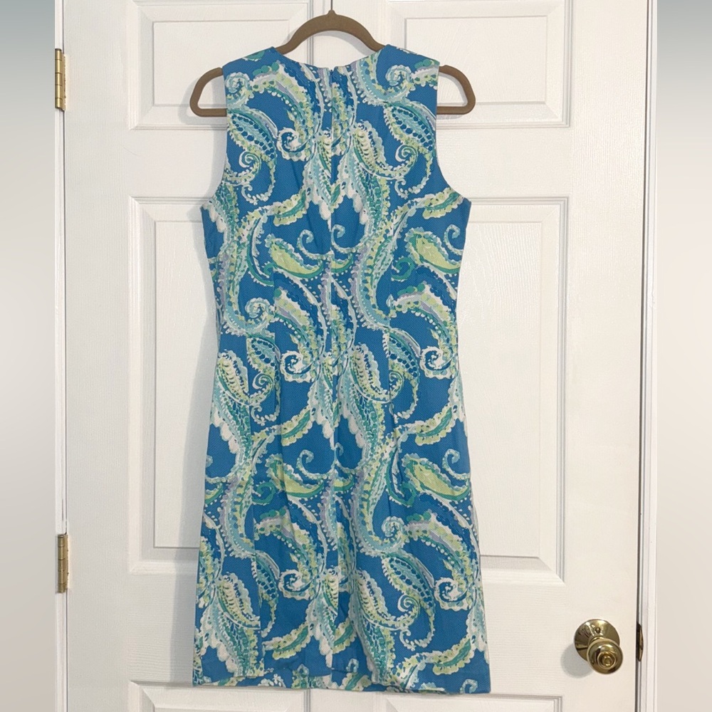 J. McLaughlin Blue Paisley Sleeveless Sheath Dress - Picture 6 of 7